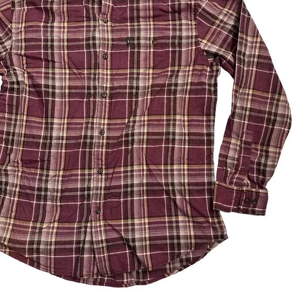 G.H. Bass & Co. Mens Large‎ Burgundy Plaid Button Up Long Sleeve Casual Shirt - Picture 2 of 8